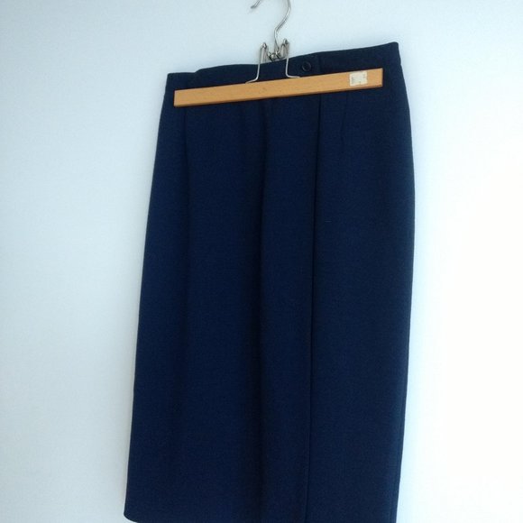 Vintage Giorgio Armani Midi Navy Wrap Skirt - Picture 5 of 6